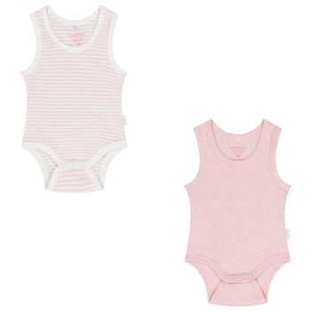 Baby Girls Pink & White Bodysuits ( 2-Pack )