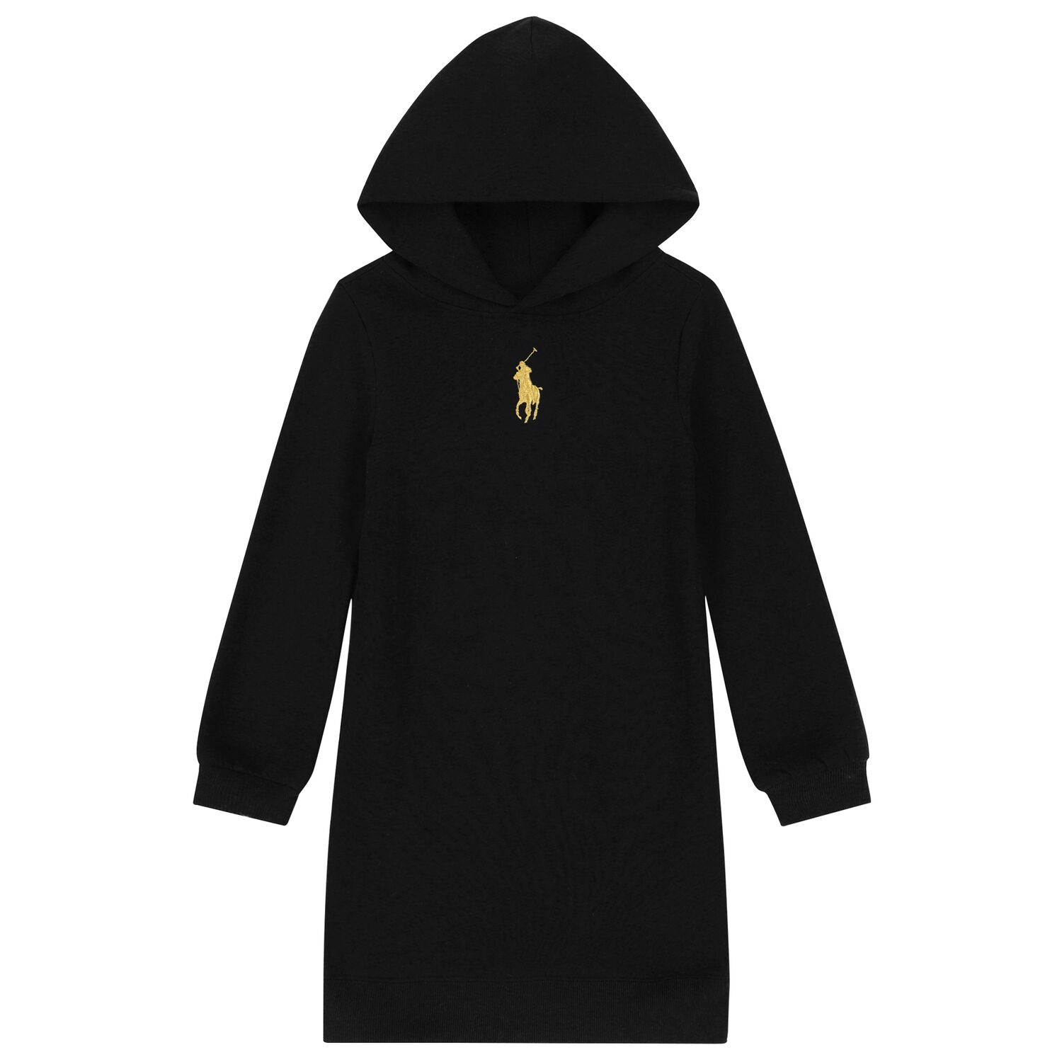 Girls Black Logo Hooded Dress, 1, hi-res image number null