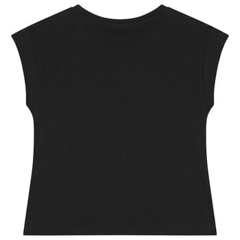 Girls Black Embellished Logo T-Shirt