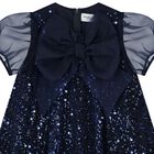 Girls Navy Blue Chiffon & Tulle Sequin Dress, 1, hi-res