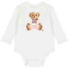 Baby Girls White Polo Bear Babysuit & Hat Gift Set, 1, hi-res
