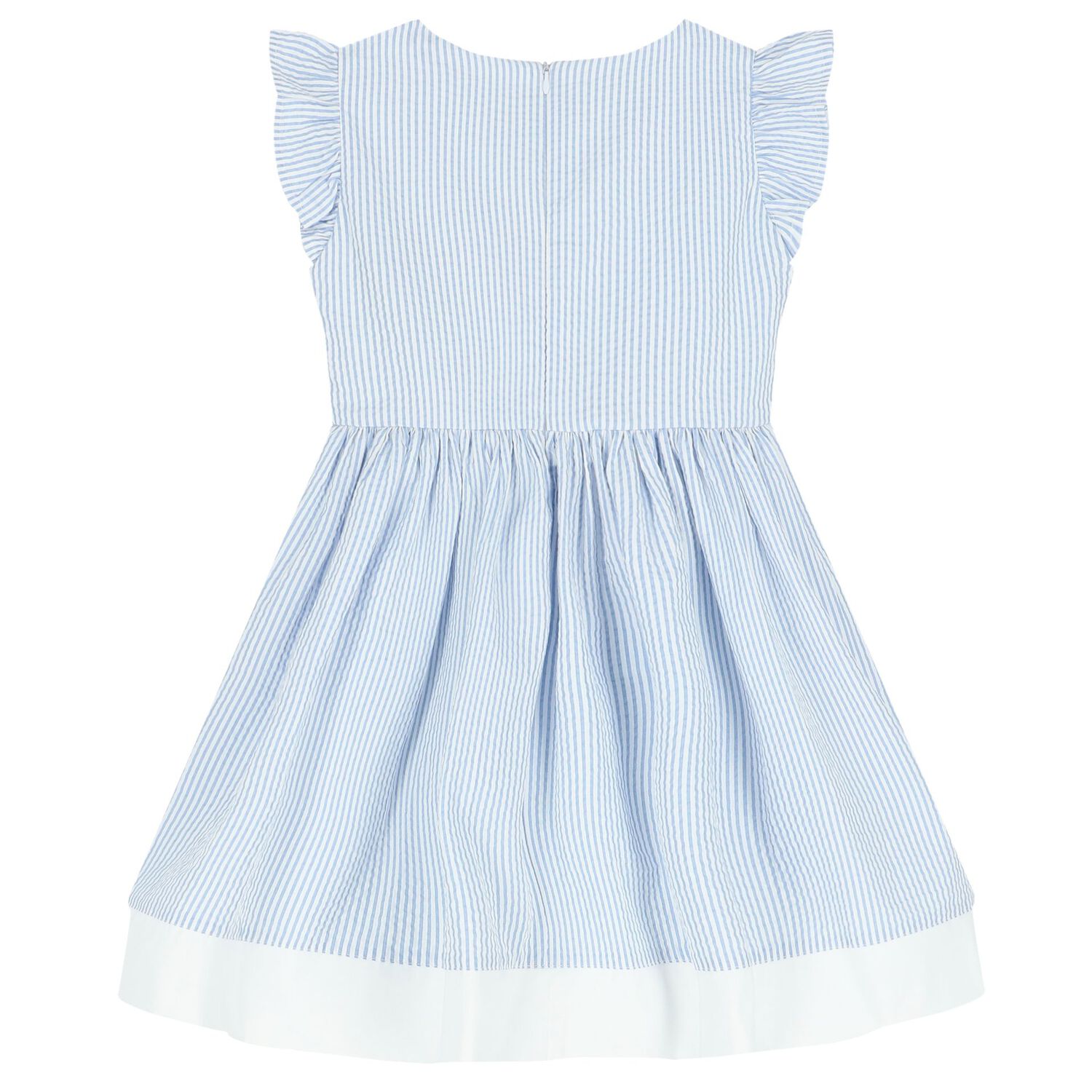 Girls Blue & White Striped Dress, 1, hi-res