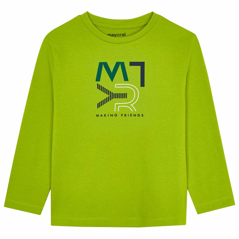 Boys Green Logo Long Sleeve Top, 1, hi-res image number null