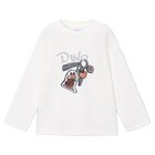 Boys White Dino Long Sleeve Top, 2, hi-res