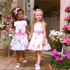 Girls Pink & Blue Floral Skirt, 1, hi-res