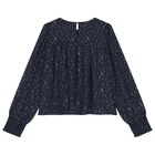 Girls Navy Blue Chiffon Blouse, 1, hi-res