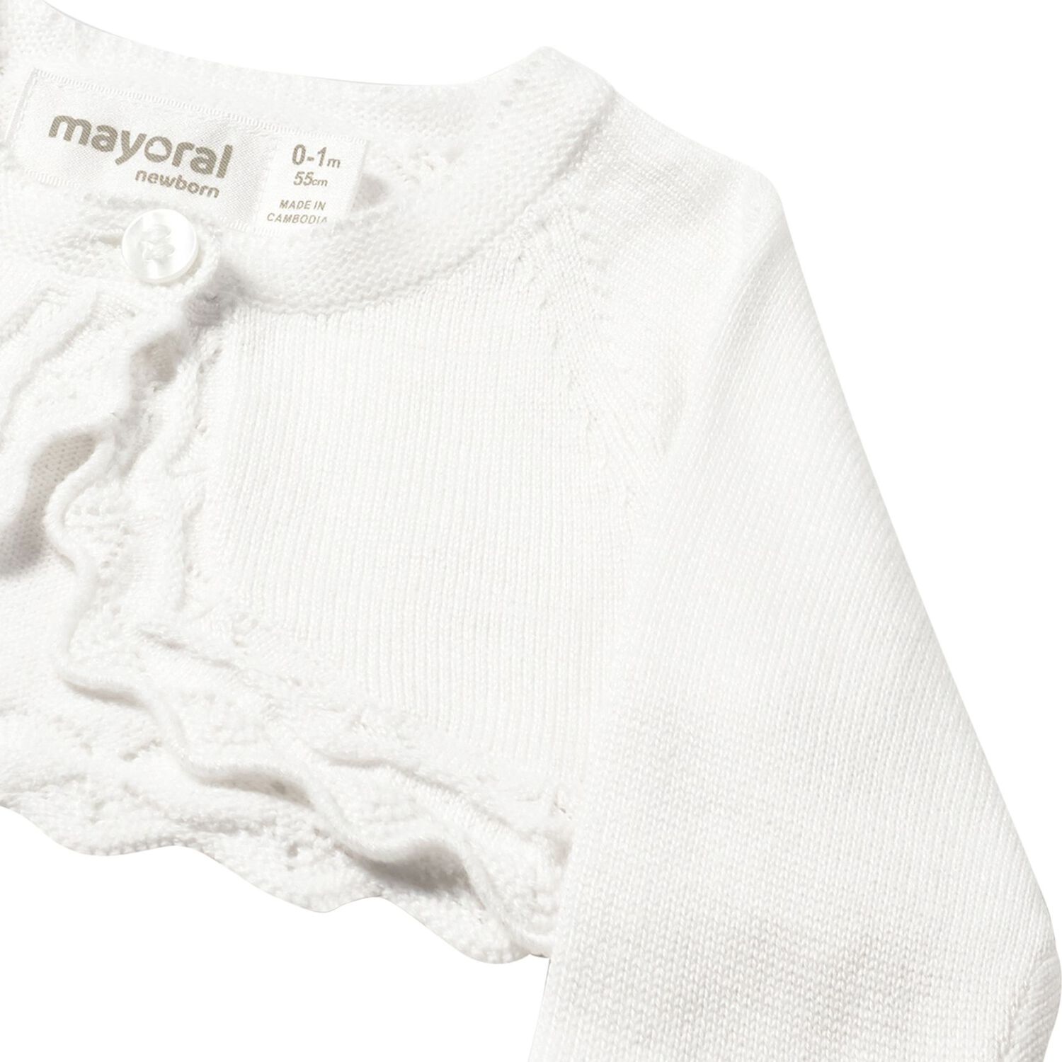 Baby Girls White Knitted Cardigan, 1, hi-res