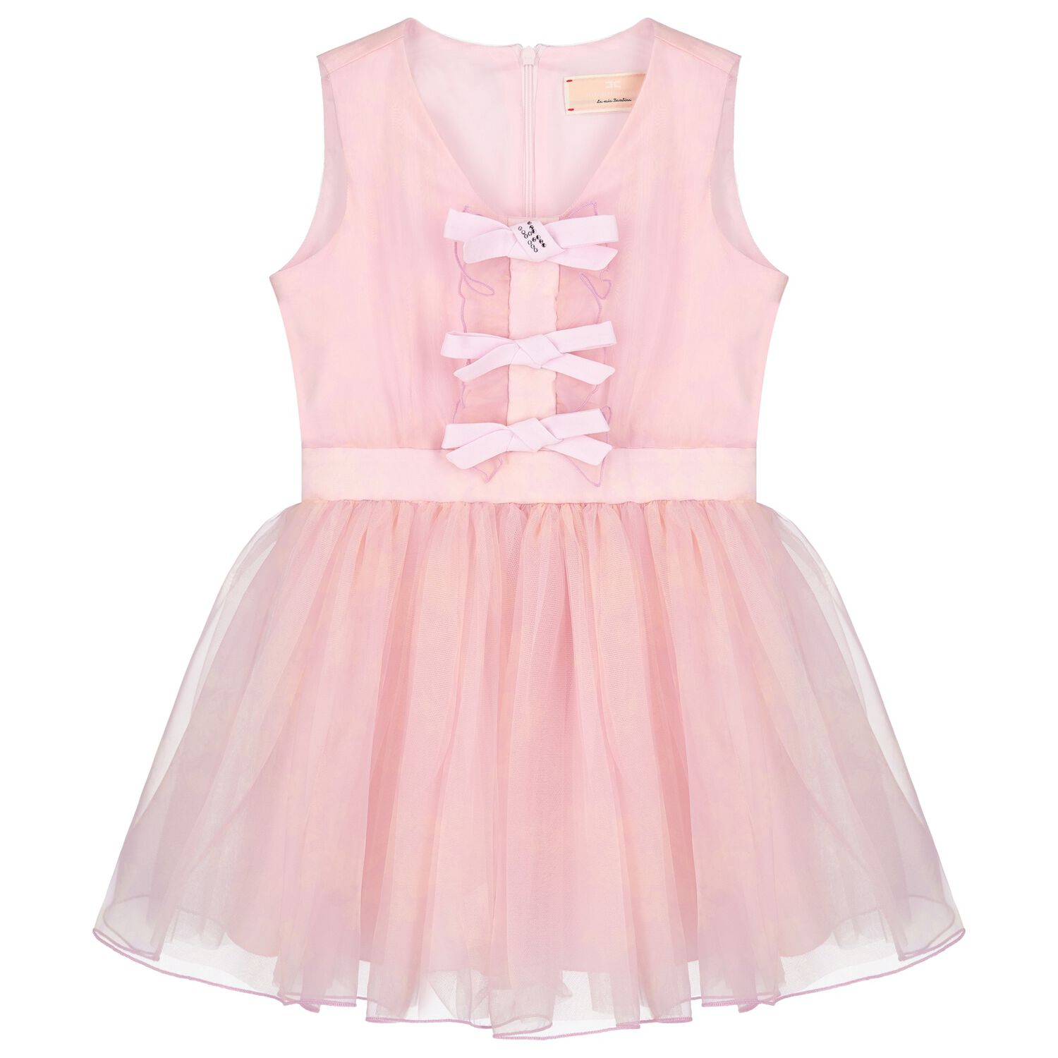 Girls Pink Bow Tulle Dress, 1, hi-res image number null