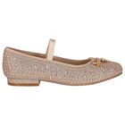 Girls Rose Gold Bow Shoes, 1, hi-res