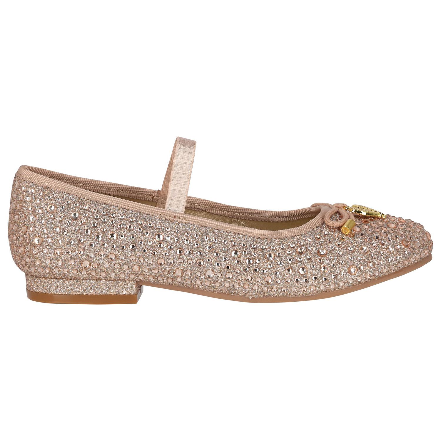 Girls Rose Gold Bow Shoes, 1, hi-res image number null