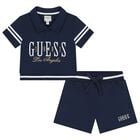 Girls Navy Blue Logo Shorts Set, 1, hi-res