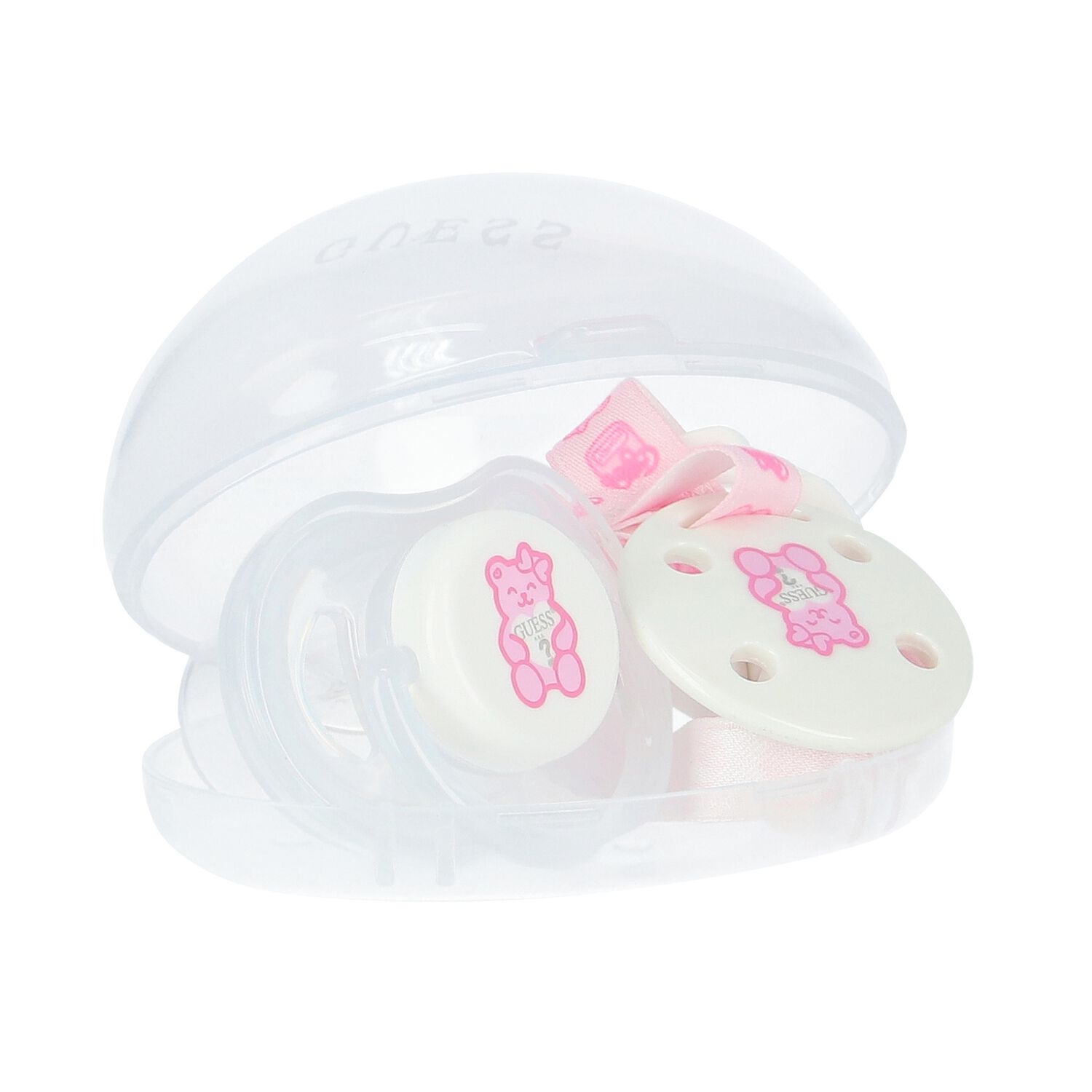 Baby Girls Pink Teddy Bear Logo Pacifier Gift Set, 1, hi-res