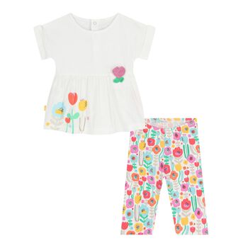 Baby Girls White Floral Leggings Set