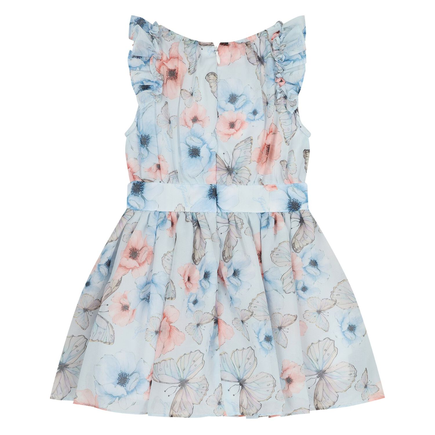 Baby Girls Blue Floral & Butterfly Dress Set, 1, hi-res