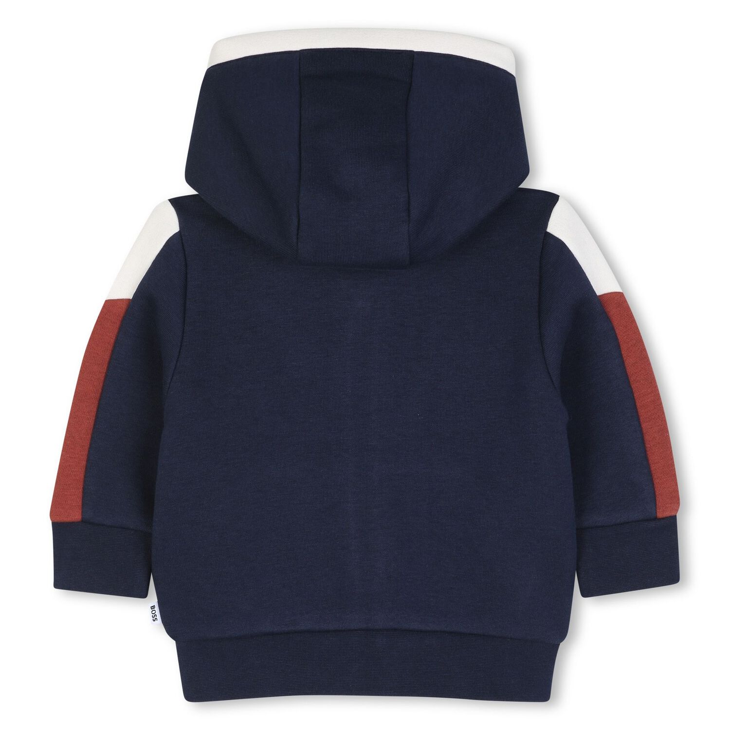 Younger Boys Navy Blue Hooded Zip Up Top, 3, hi-res
