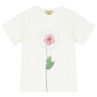 Girls Ivory Logo Flower T-Shirt, 1, hi-res