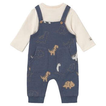 Baby Boys Ivory & Navy Blue Dinosaur Romper