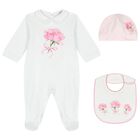 Baby Girls White & Pink Rose Babygrow Gift Set, 1, hi-res