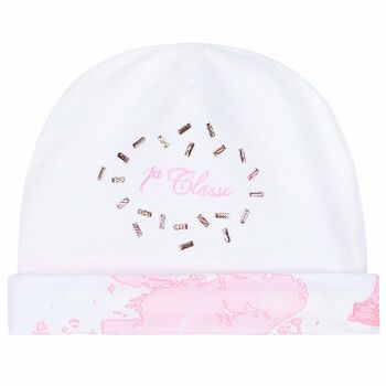 Baby Girls White & Pink Hat