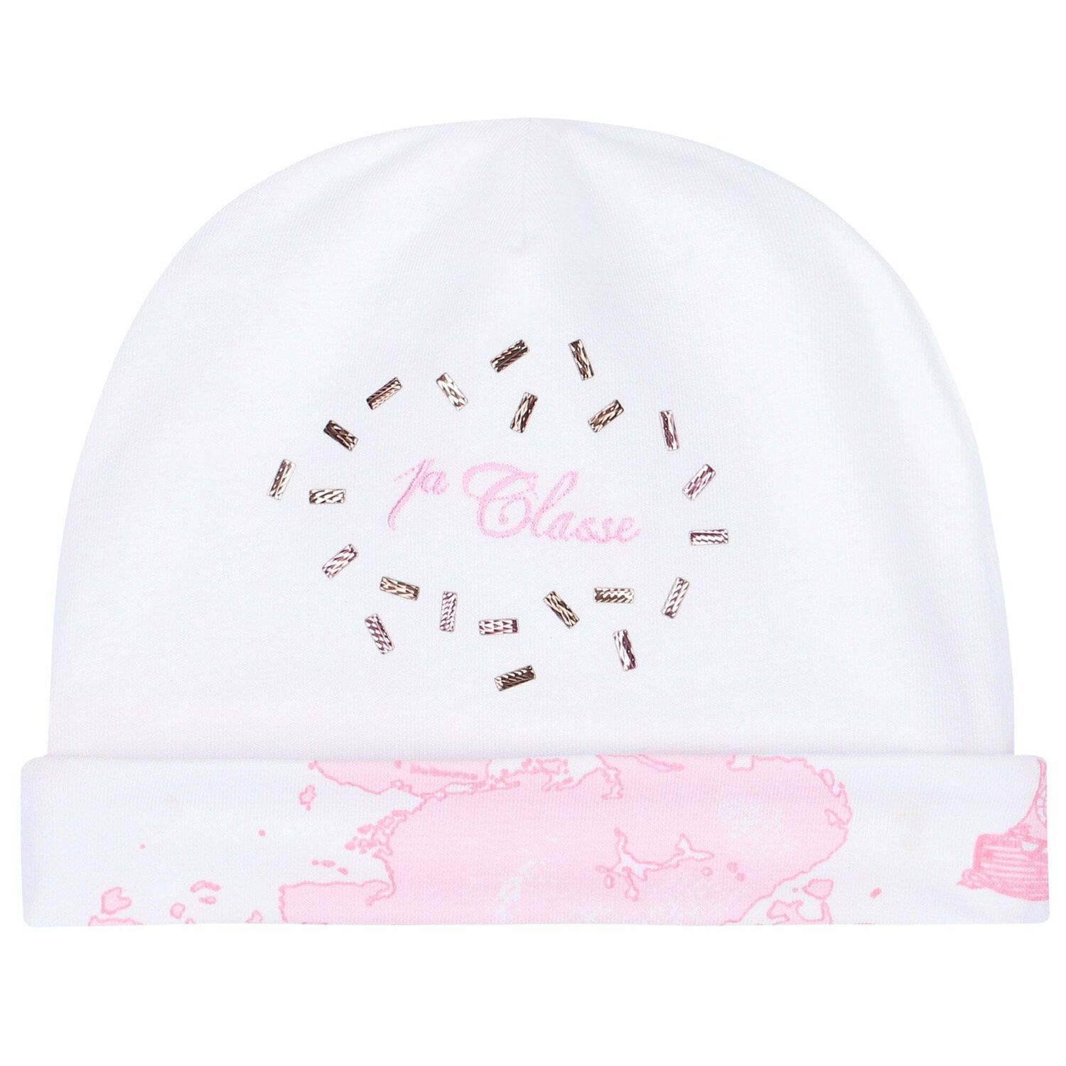 Baby Girls White & Pink Hat, 1, hi-res image number null