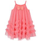 Girls Coral Tulle Dress, 1, hi-res