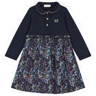 Girls Navy Blue Logo Dress, 2, hi-res