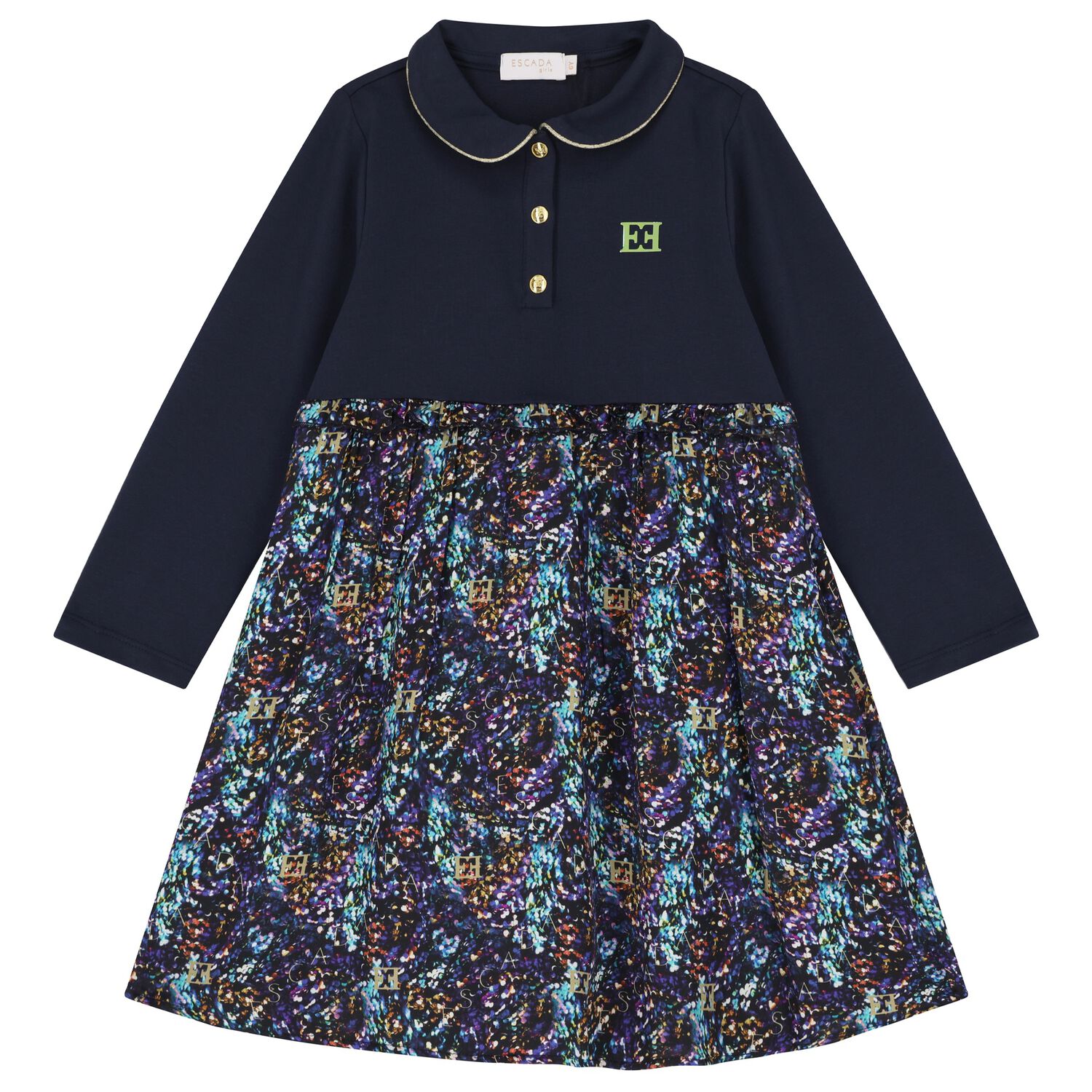 Girls Navy Blue Logo Dress, 2, hi-res