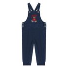 Baby Boys Navy Blue Logo Teddy Bear Dungaree Set, 1, hi-res