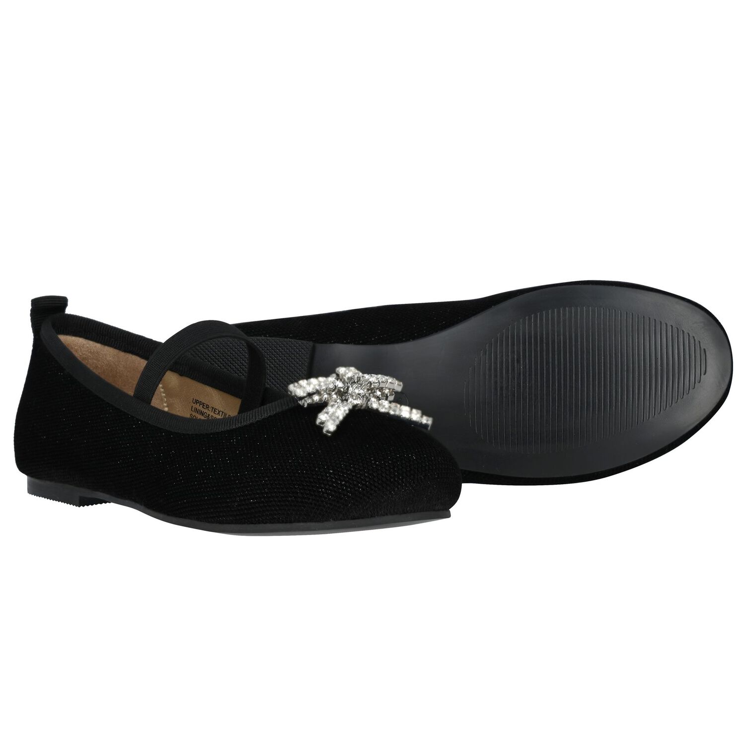 Girls Black Embellished Shoes, 1, hi-res