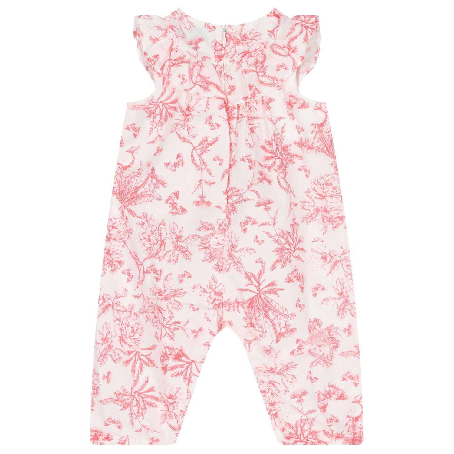 Baby Girls White & Red Floral Romper, 1, hi-res