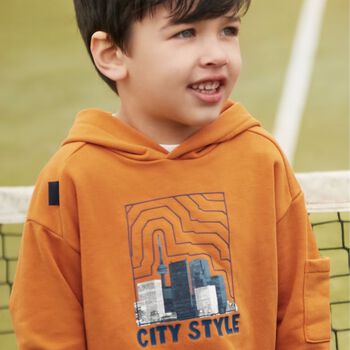 Boys Orange Hooded Top