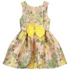 Girls Pink Floral Jacquard Dress, 1, hi-res