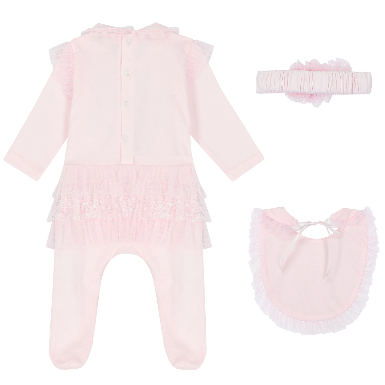 Baby Girls Pink Embellished Babygrow Set, 1, hi-res