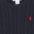 Navy Blue Logo Cable Baby Knit Jumper, 1, hi-res