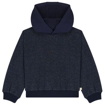 Girls Navy Blue Hooded Top