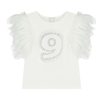 Girls White 9th Birthday T-Shirt