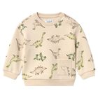Younger Boys Beige Dinosaur Sweatshirt, 1, hi-res