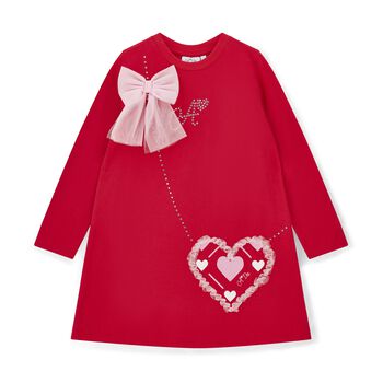 Girls Red Crossbody Heart Bag Dress