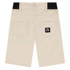 Younger Boys Beige Logo Shorts, 2, hi-res