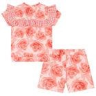 Girls Coral Roses Shorts Set, 1, hi-res