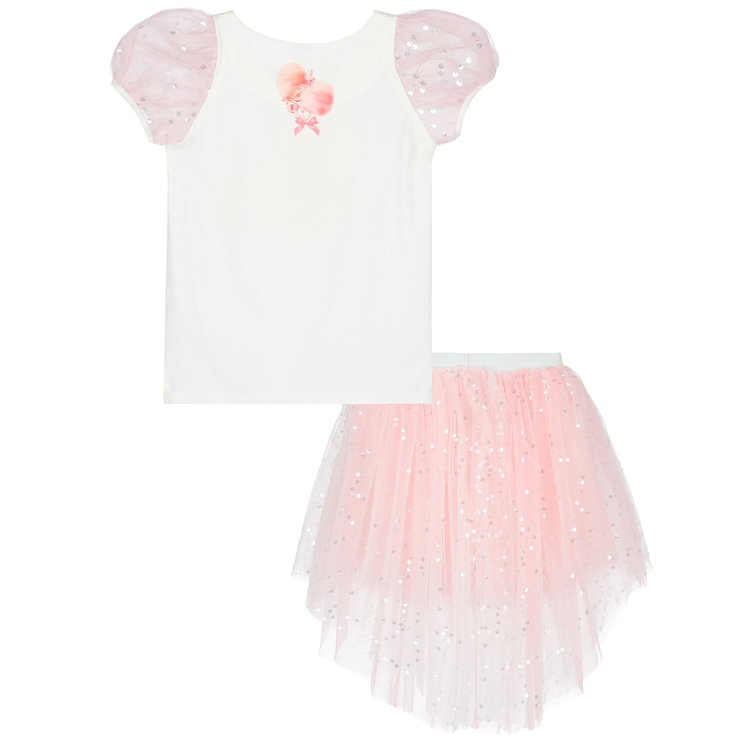Girls White & Pink Skirt Set, 1, hi-res image number null