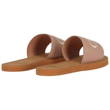 Girls Pink Canvas Logo Sliders