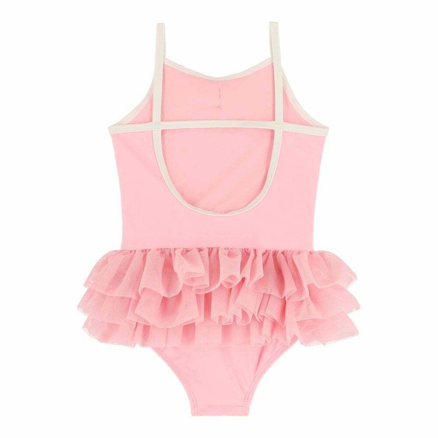 Girls Pink Bow Swimsuit, 1, hi-res