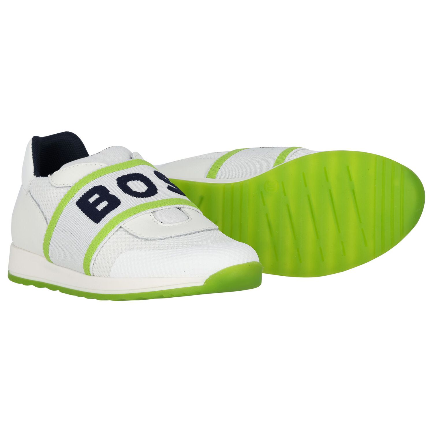 Boys White Logo Trainers, 2, hi-res