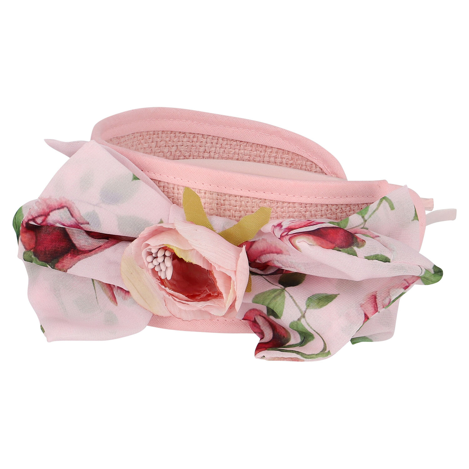 Girls Ivory Wide Flower Headband, 3, hi-res