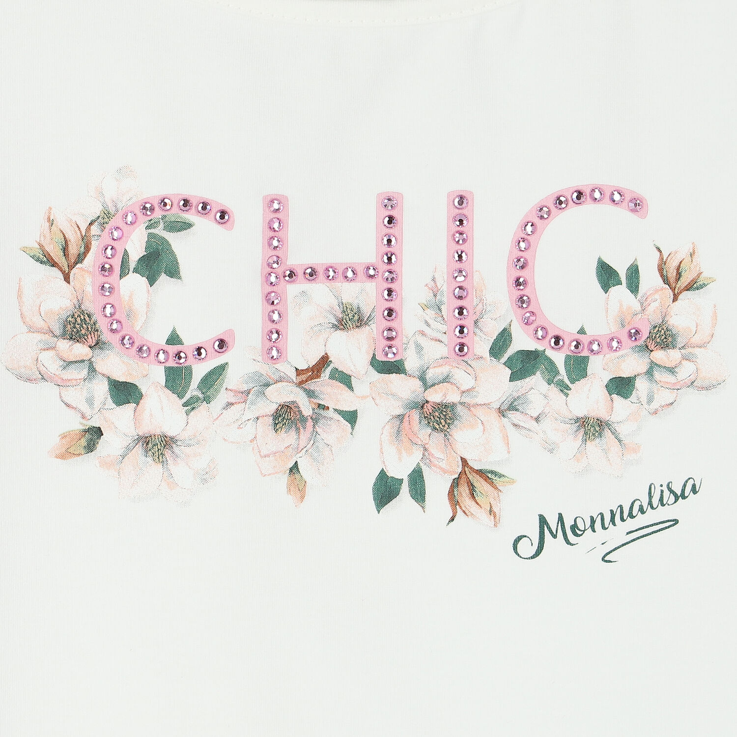 Girls Ivory Embellished T-Shirt, 1, hi-res