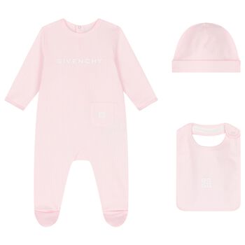 Baby Girls Pink Logo Babygrow Gift Set