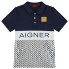 Boys Navy Blue Logo Polo Shirt, 2, hi-res