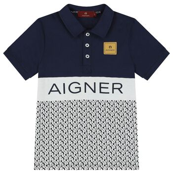 Boys Navy Blue Logo Polo Shirt