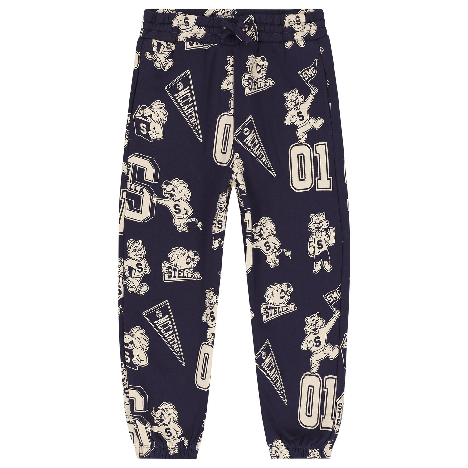 Boys Navy Blue Lion & Tiger Joggers, 1, hi-res